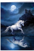 Carte Anne Stokes - Moonlight Unicorn Cartes avec Enveloppes