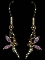 B. Oreilles F�es Plaqu�es Or ailes Roses F�es Argent et Plaqu� Or