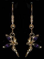 B. Oreilles F�es Plaqu�es Or ailes Violettes F�es Argent et Plaqu� Or