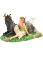 F�e avec Cheval noir Figurines Faerie Glen