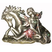 Petite F�e avec Licorne en m�tal F�es en M�tal
