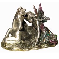 Petite F�e avec Licorne en m�tal F�es en M�tal