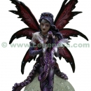 Grande figurine de F&eacute;e violette avec Dragon sur boule en verre G&eacute;ante