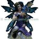 Grande figurine de F&eacute;e bleue avec Dragon sur boule en verre G&eacute;ante
