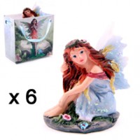 Lot de 6 Mini Figurines de F�es Bleues + Sac Les Mini-F�es
