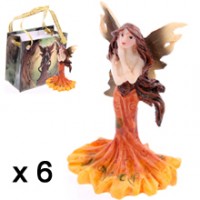 Lot de 6 Mini Figurines de F�es Jaunes + Sac Les Mini-F�es