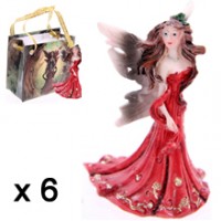 Lot de 6 Mini Figurines de F�es Rouges + Sac Les Mini-F�es