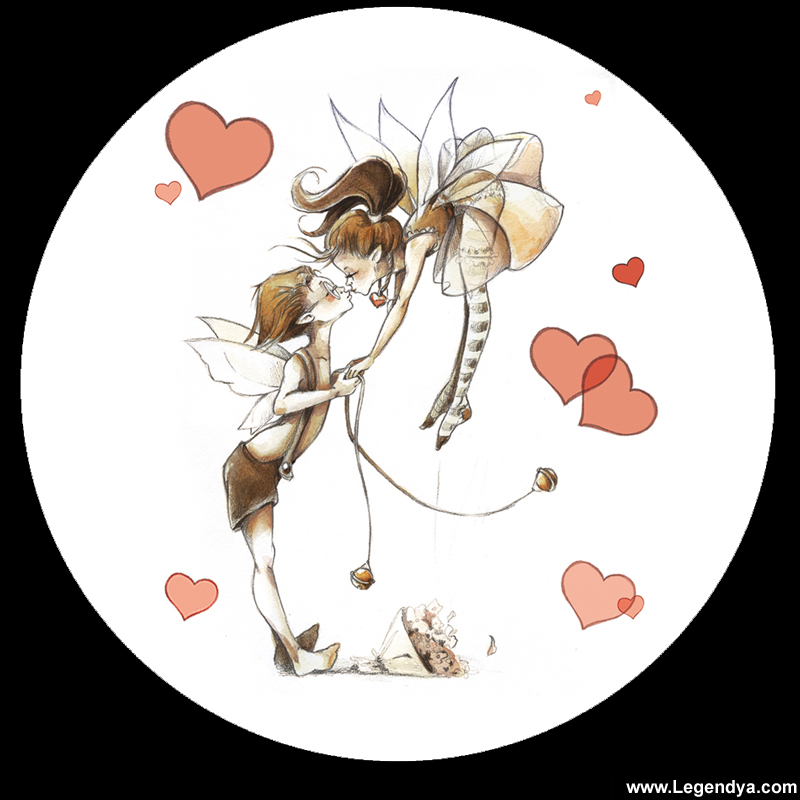 Miroir de poche Fées "Le Bisou"