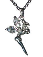 Pendentif F�e en Argent ailes Blanches F�es Argent et Plaqu� Or