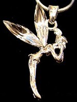 Pendentif F�e ailes en Cristaux Bleus Bijoux F�es Fantaisie