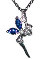 Pendentif F�e en Argent ailes Bleues F�es Argent et Plaqu� Or