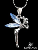 Pendentif F�e avec Cristaux de Swarovski Bleus Bijoux F�es Fantaisie