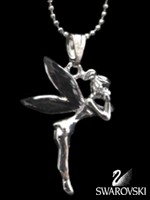 Pendentif F�e avec Cristaux de Swarovski Noirs Bijoux F�es Fantaisie