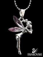 Pendentif F�e avec Cristaux de Swarovski Roses Bijoux F�es Fantaisie