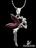 Pendentif F�e avec Cristaux de Swarovski Rouges Bijoux F�es Fantaisie