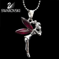 Pendentif F�e avec Cristaux de Swarovski Rouges Bijoux F�es Fantaisie