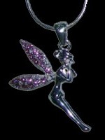 Pendentif F�e Clochette avec Strass Roses Bijoux F�es Fantaisie