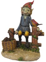 Grand Pixie sur barri�re avec oiseau Pixies avec Animaux