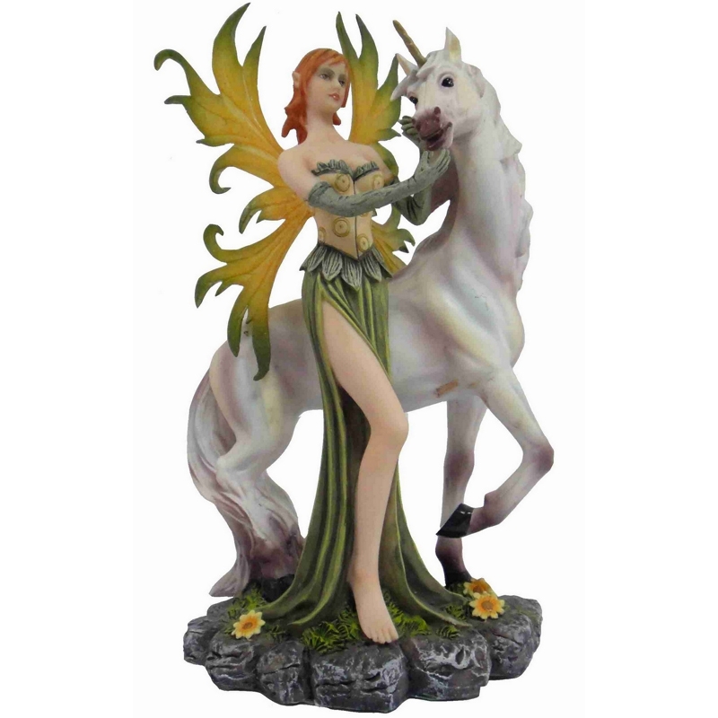 Statuette de Fée avec une licorne - Figurine de Fée avec licorne