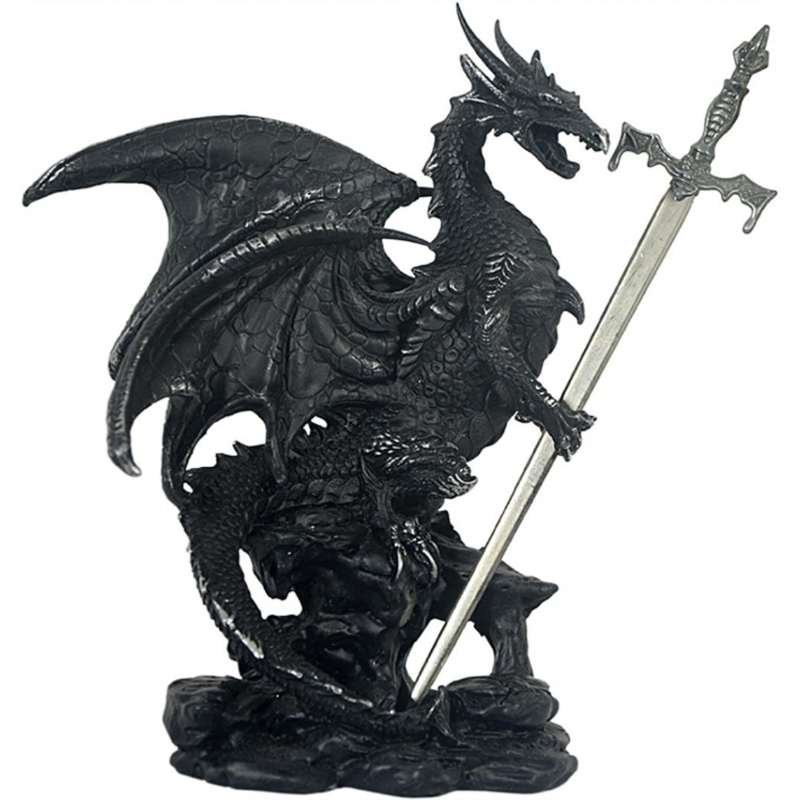 Figurine Dragon  noir avec p e