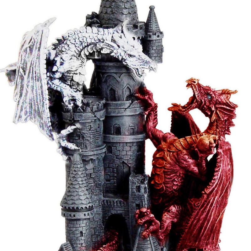 Guéridon Combat de Dragons Rouge et Blanc